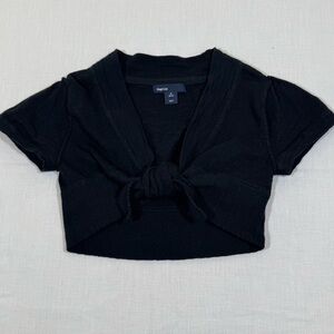 GAP Black Tie-Front Kids Crop Top